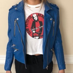 BLANK NYC Blue Leather Jacket